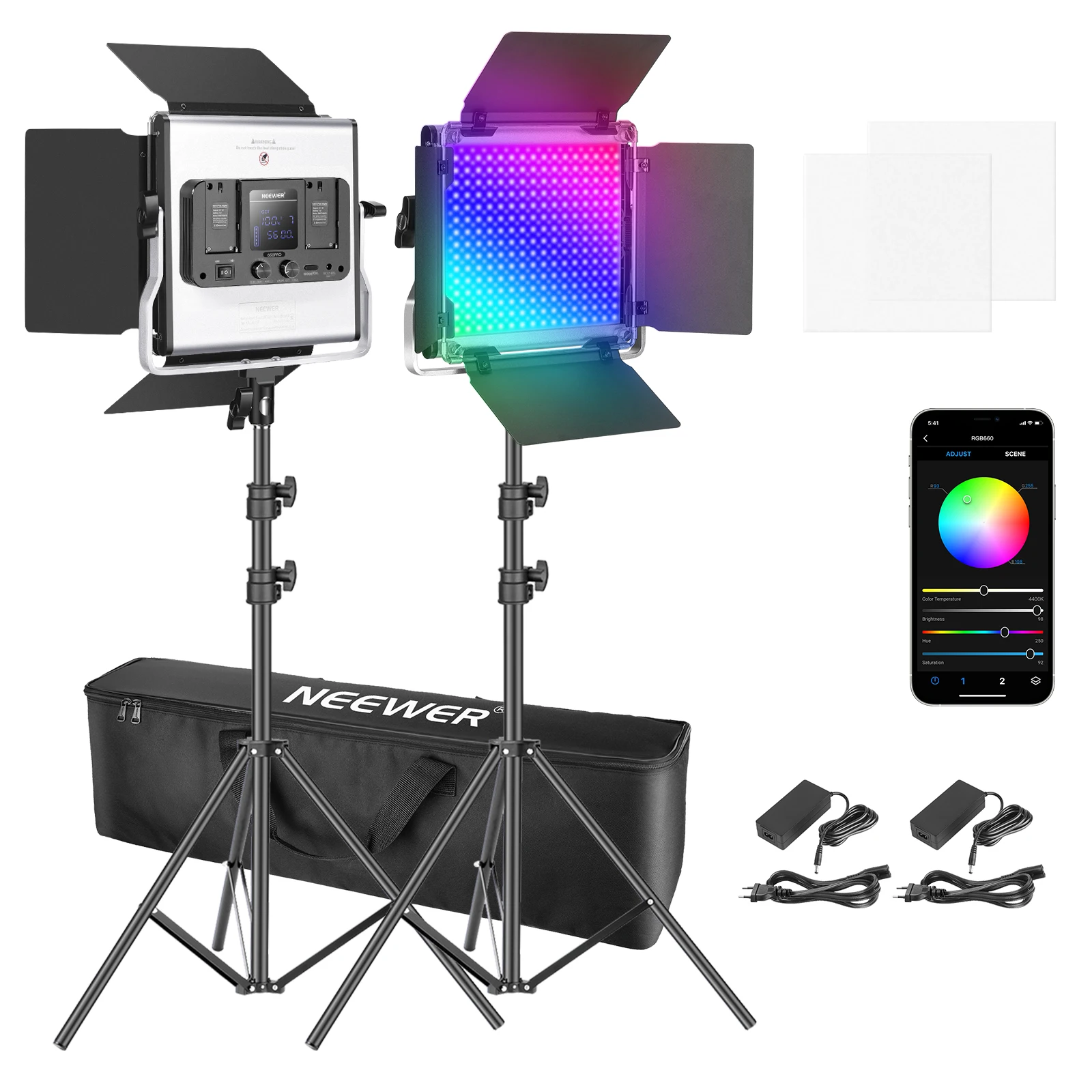 Photography Lighting Kit Neewer - Neewer 660 RGB LED-Licht mit APP-Steuerung,