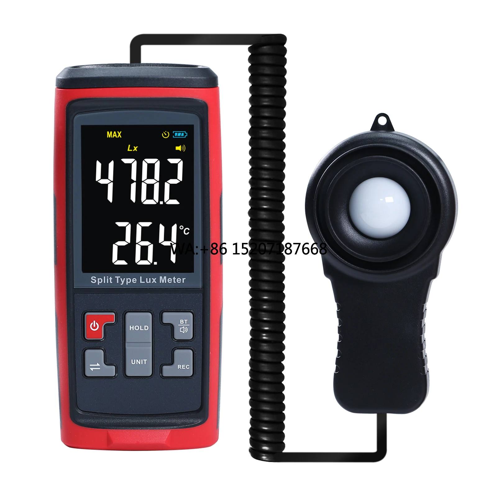 Photography Lighting Type - Digitales Split-Typ-Lux-Lichtbeleuchtungsmessgerät, 200.000 leuchtendes Fotometer, Datenprotokollierung,