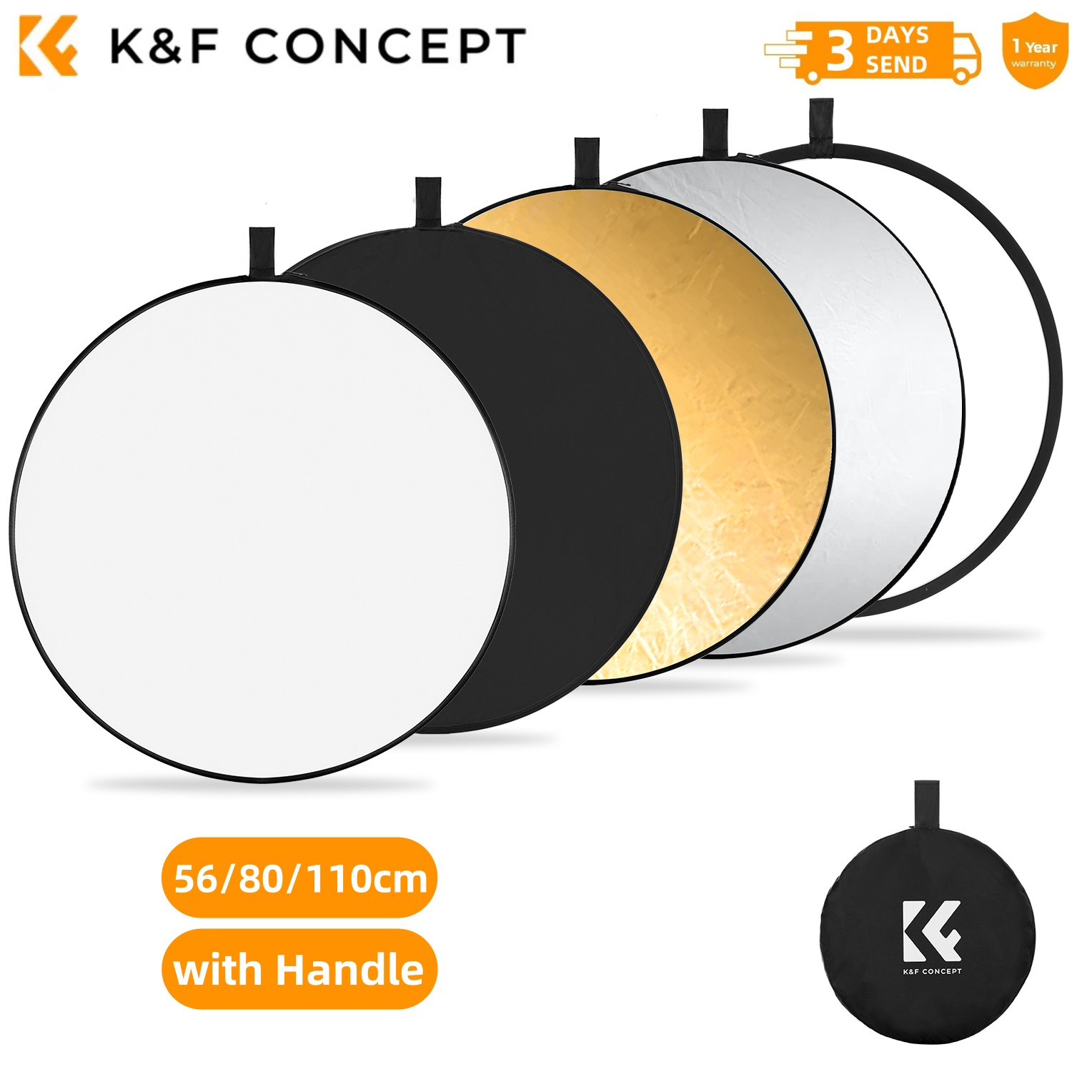 Photography Lighting Reflectors - K&F CONCEPT 56/80/110cm 5-in-1 Fotografie-Lichtblockierungs-Zeltzubehör Kreisförmiger